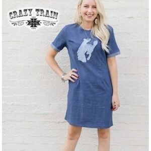 Crazy Train NWT Cowboy Horserider Denim Dress Size Large